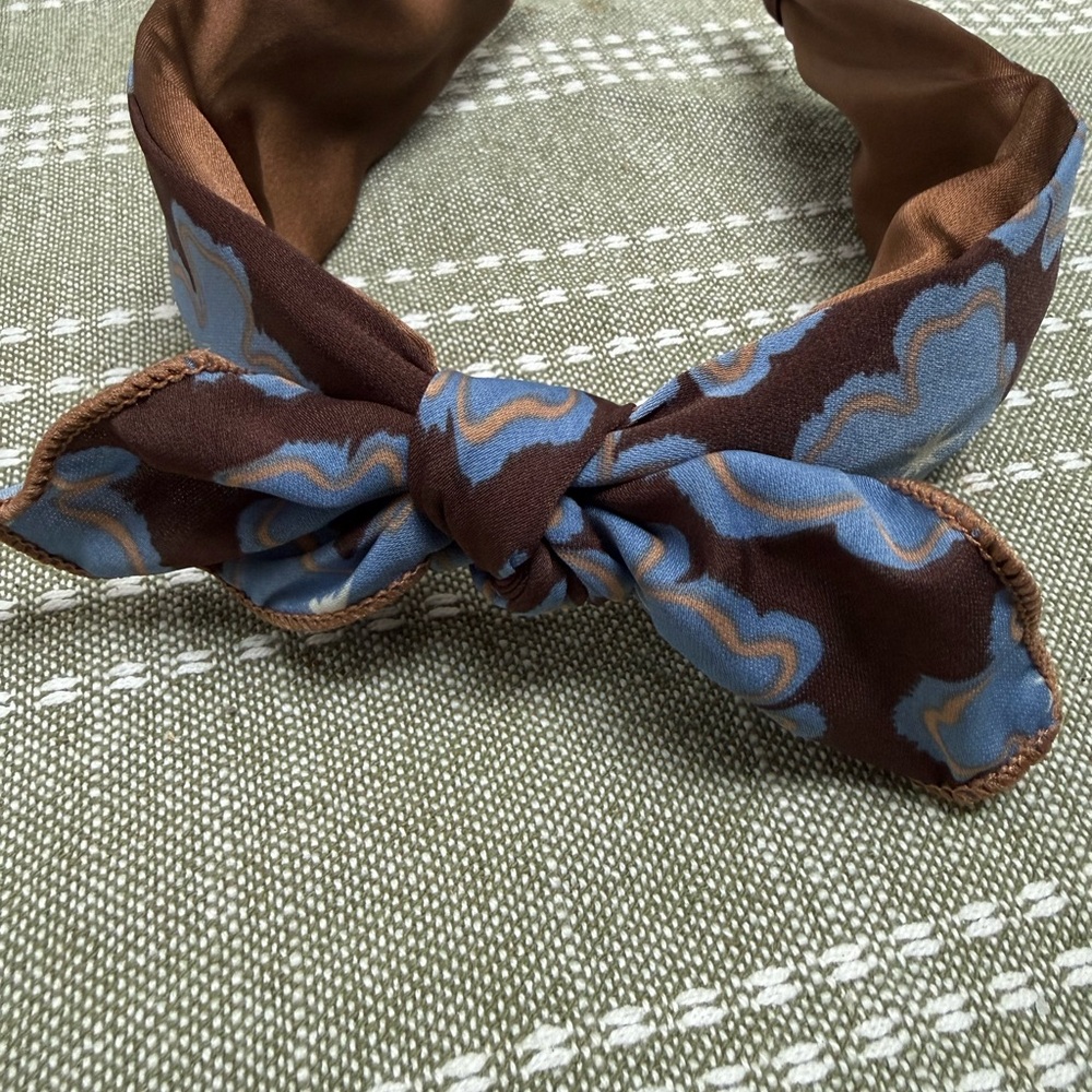 Brown and Blue Knotted Scarf Headband - Women Accessories